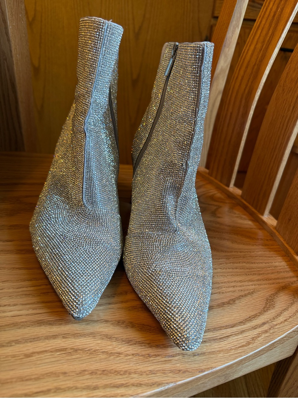 Lane Bryant Silver Rhinestone Pointed Ankle Booties